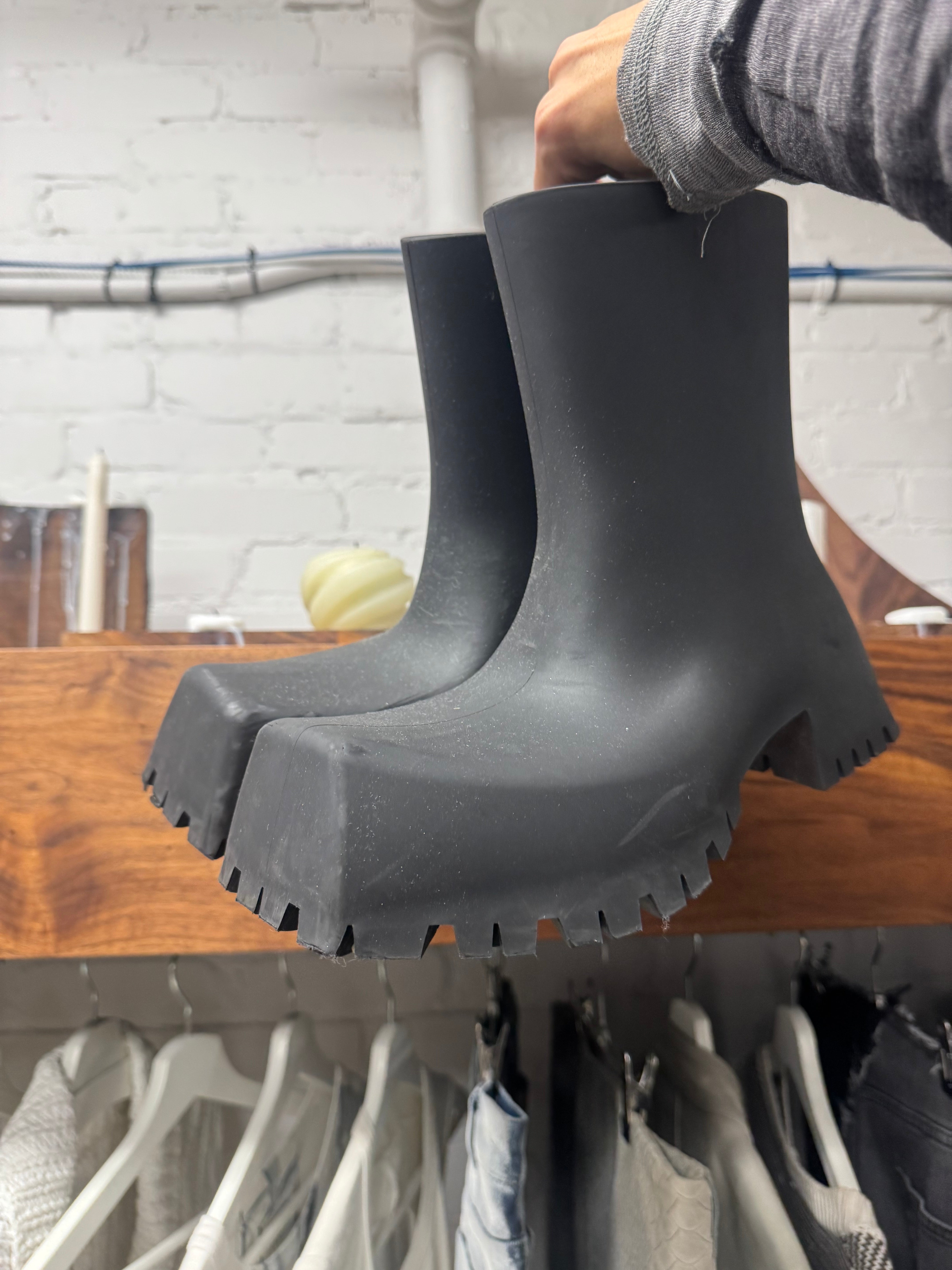 Balenciaga 'Trooper' Square Toe Rubber Combat Boots – Alex Maxamenko