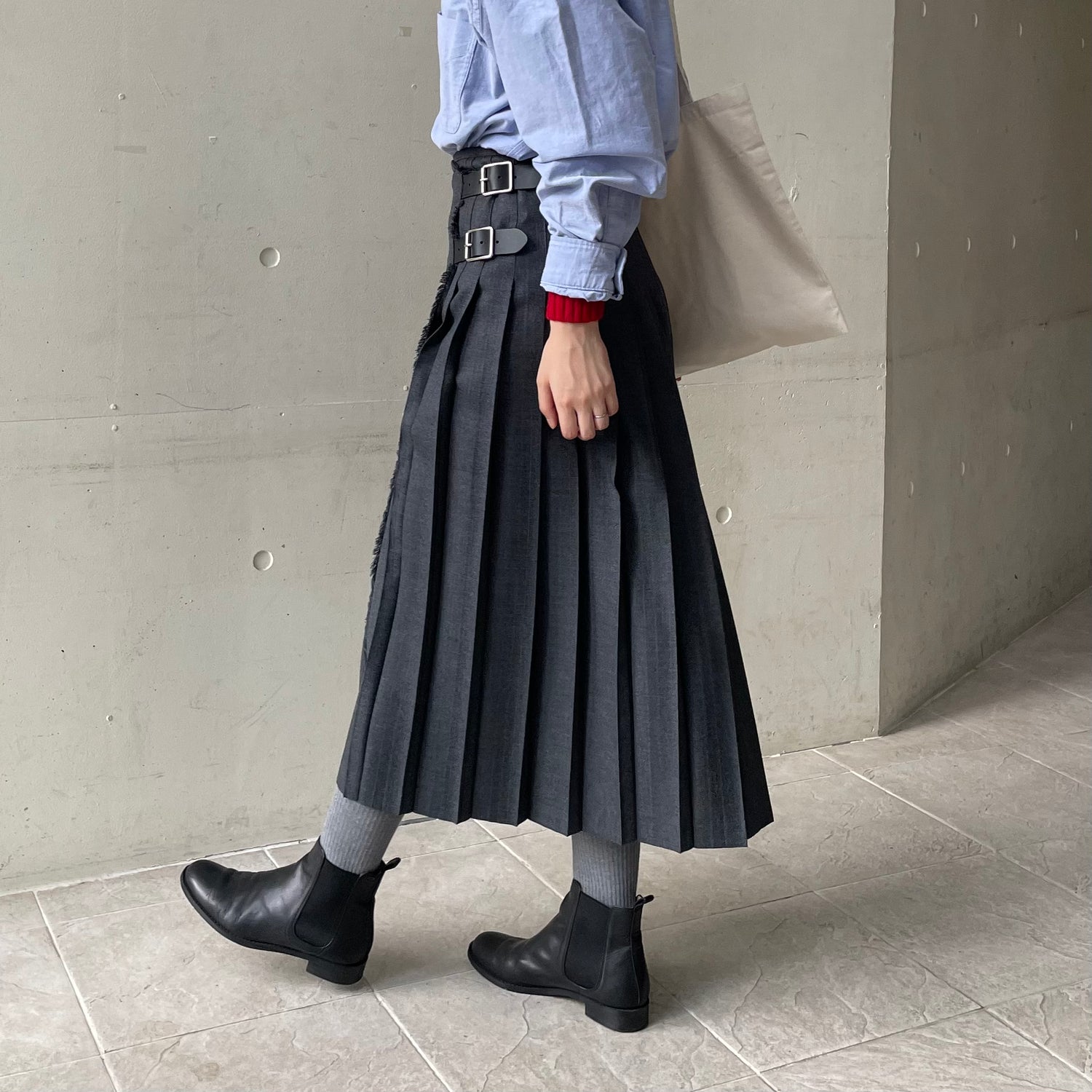 O'neil of Dublin キルトスカート ダブルベルト グレー – A list of my