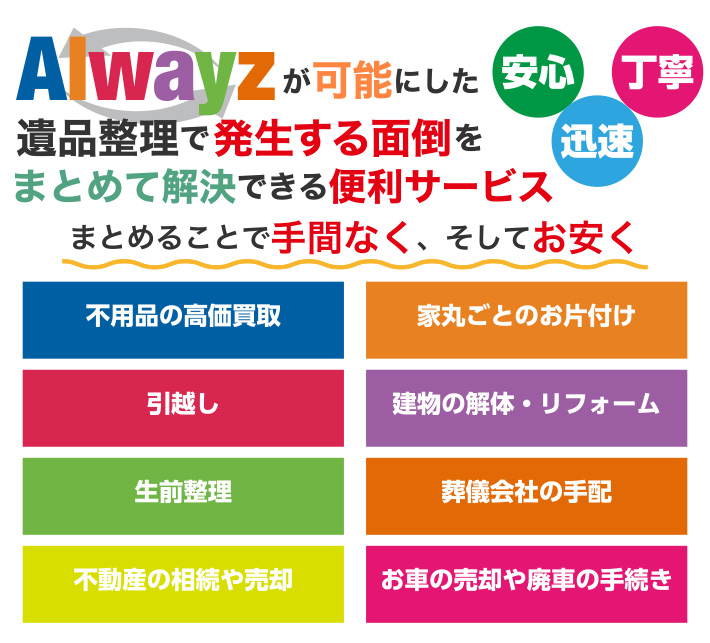 遺品整理・生前整理 高価買取 | Alwayz（オルウェイズ）