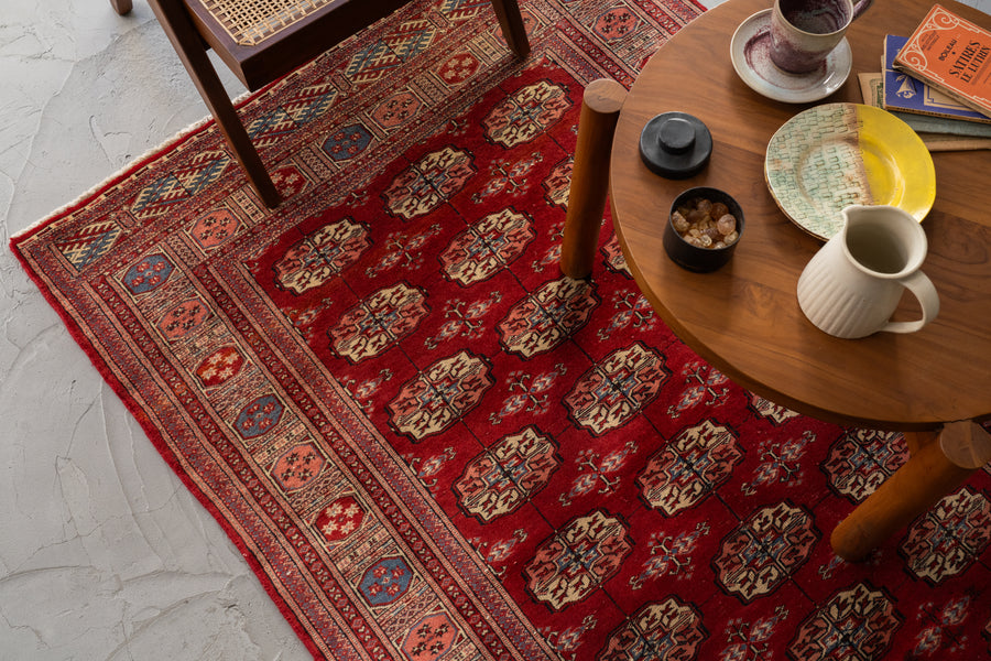 パキスタン産 1980年代 パキスタンラグ】手織り絨毯-アンティークラグ