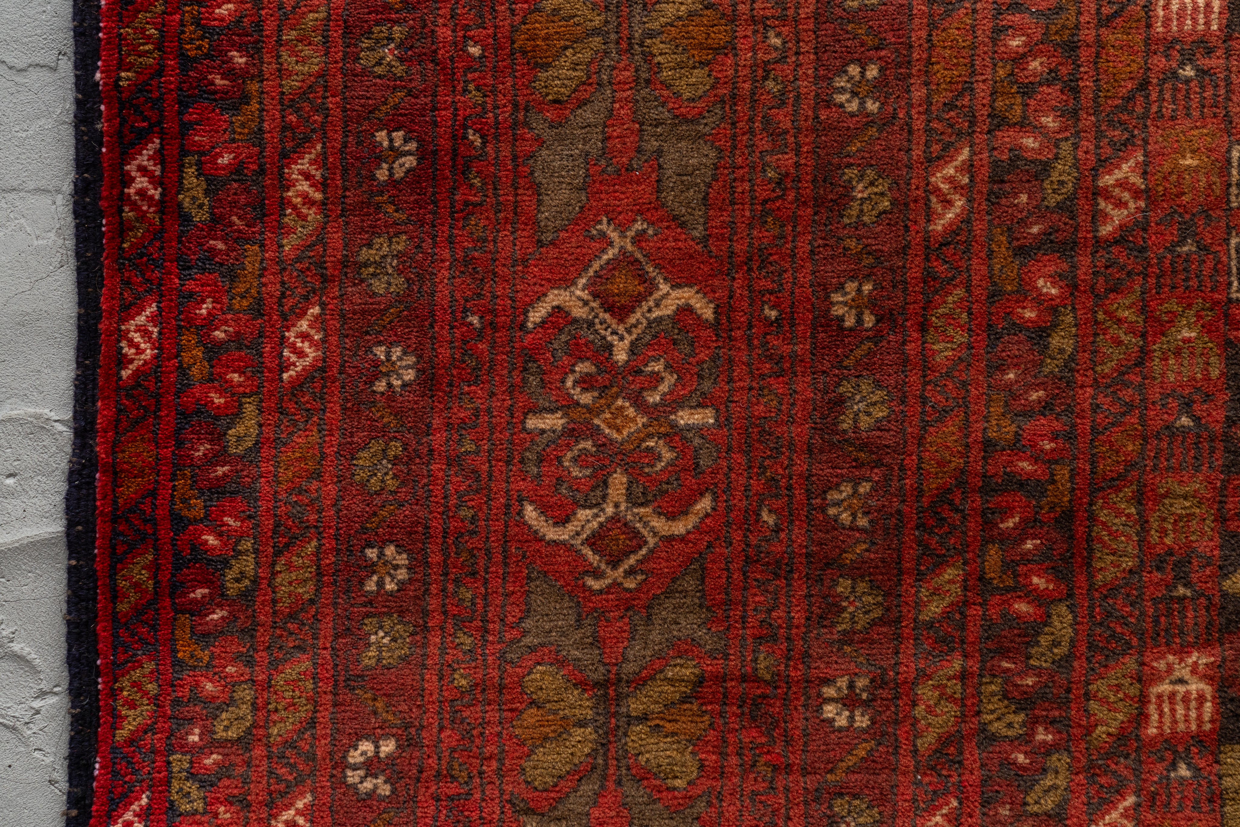 アフガニスタン産 1980年代 トルクメンラグ】トライバルラグ-手織り