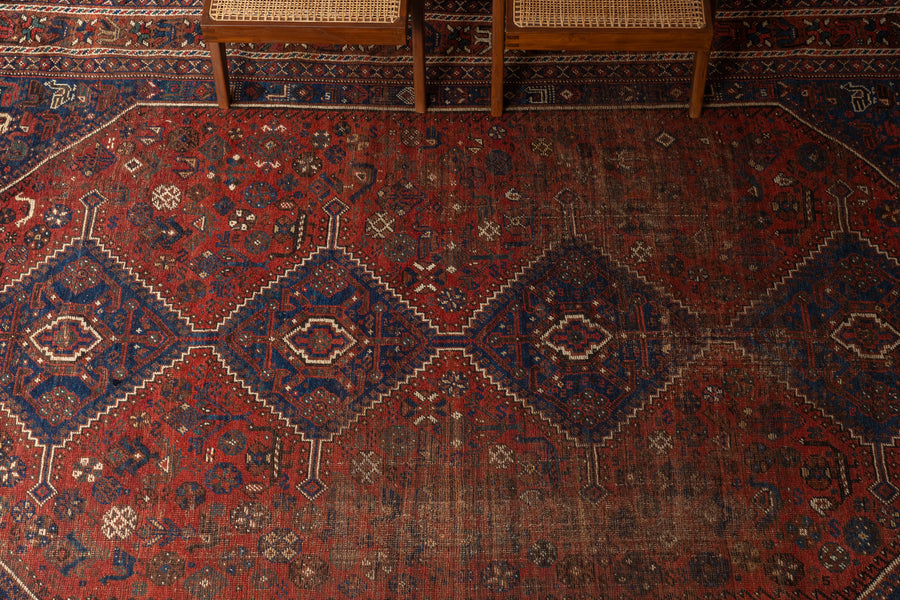 イラン産 1930年代 トライバルラグ】ペルシャ絨毯-ヴィンテージラグ