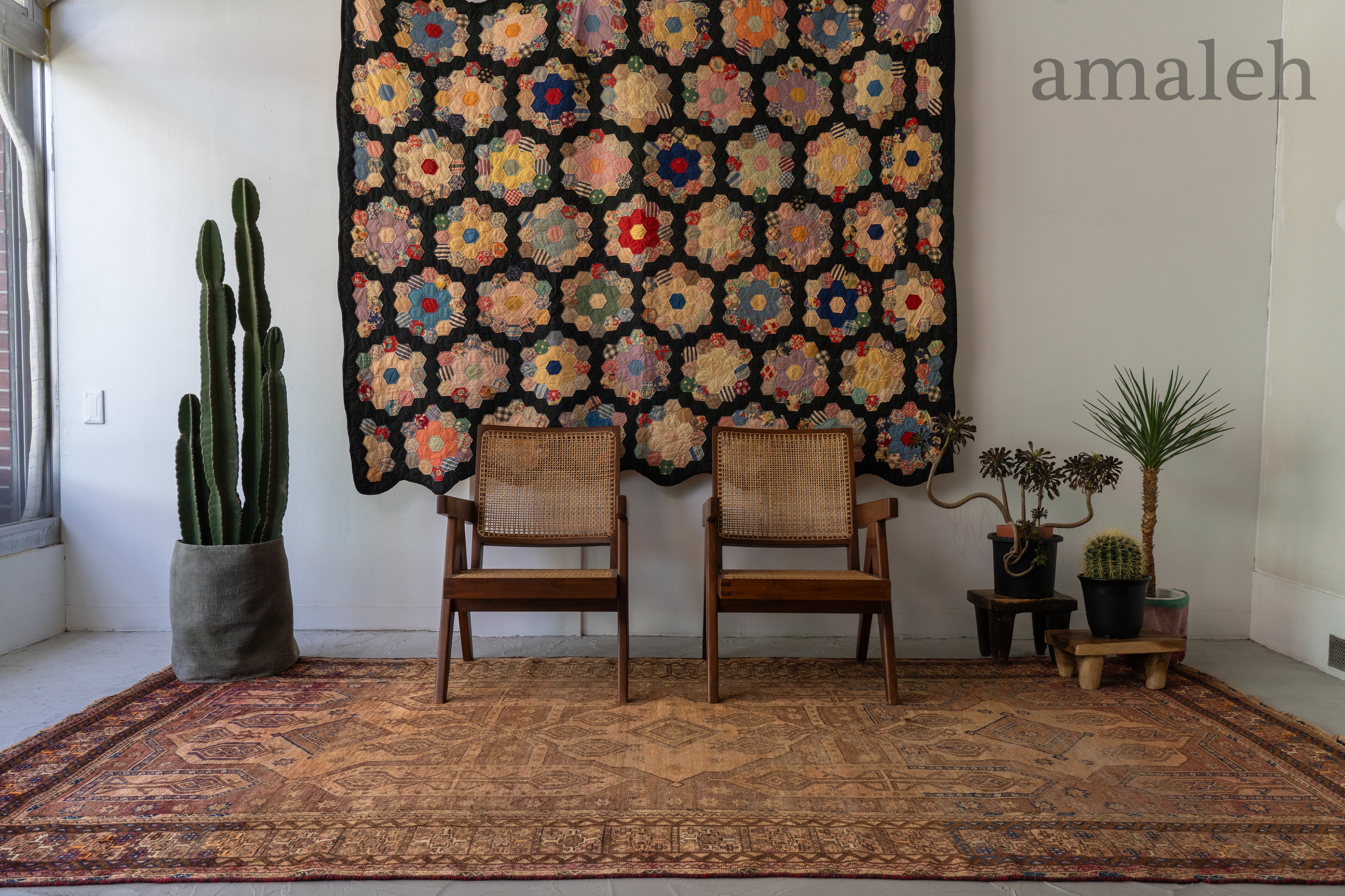 イラン産 1940年代 トライバルラグ】ペルシャ絨毯-ヴィンテージラグ