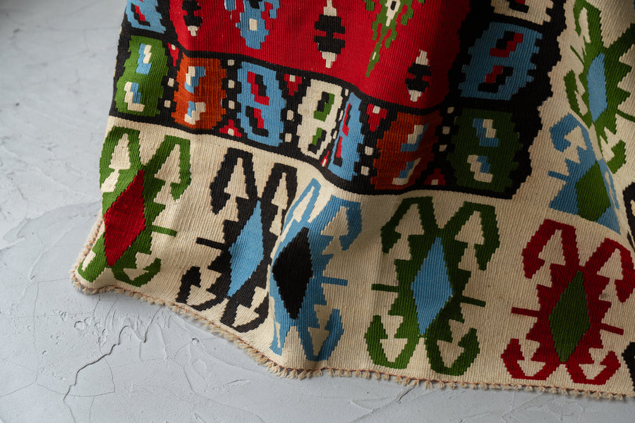 トルコ産 1980年代 ヴィンテージラグ】トルコキリム-ヴィンテージラグ