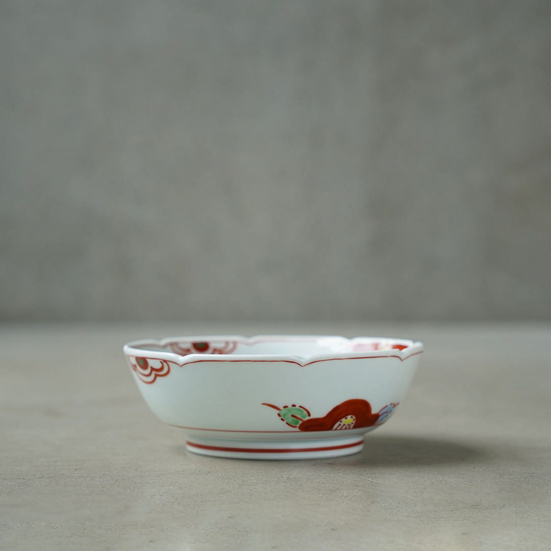 渓山窯 赤絵椿5寸鉢(なます皿) - アメノイエ