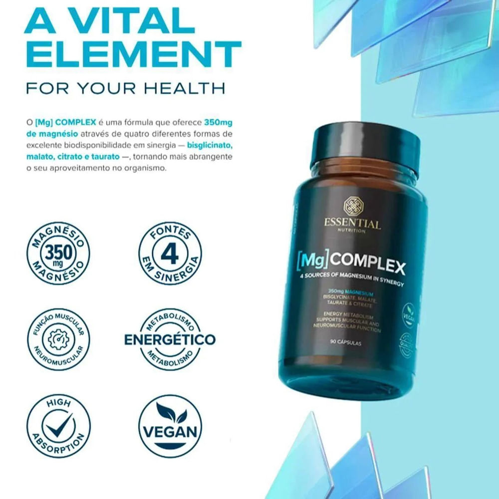Mg Complex Magnesium Complex Essential Nutrition 90 Cápsulas em