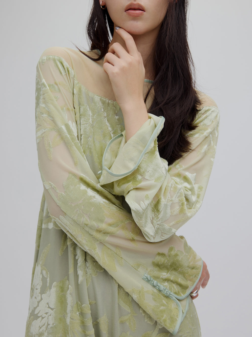 SHEER JACQUARD A LINE DRESS