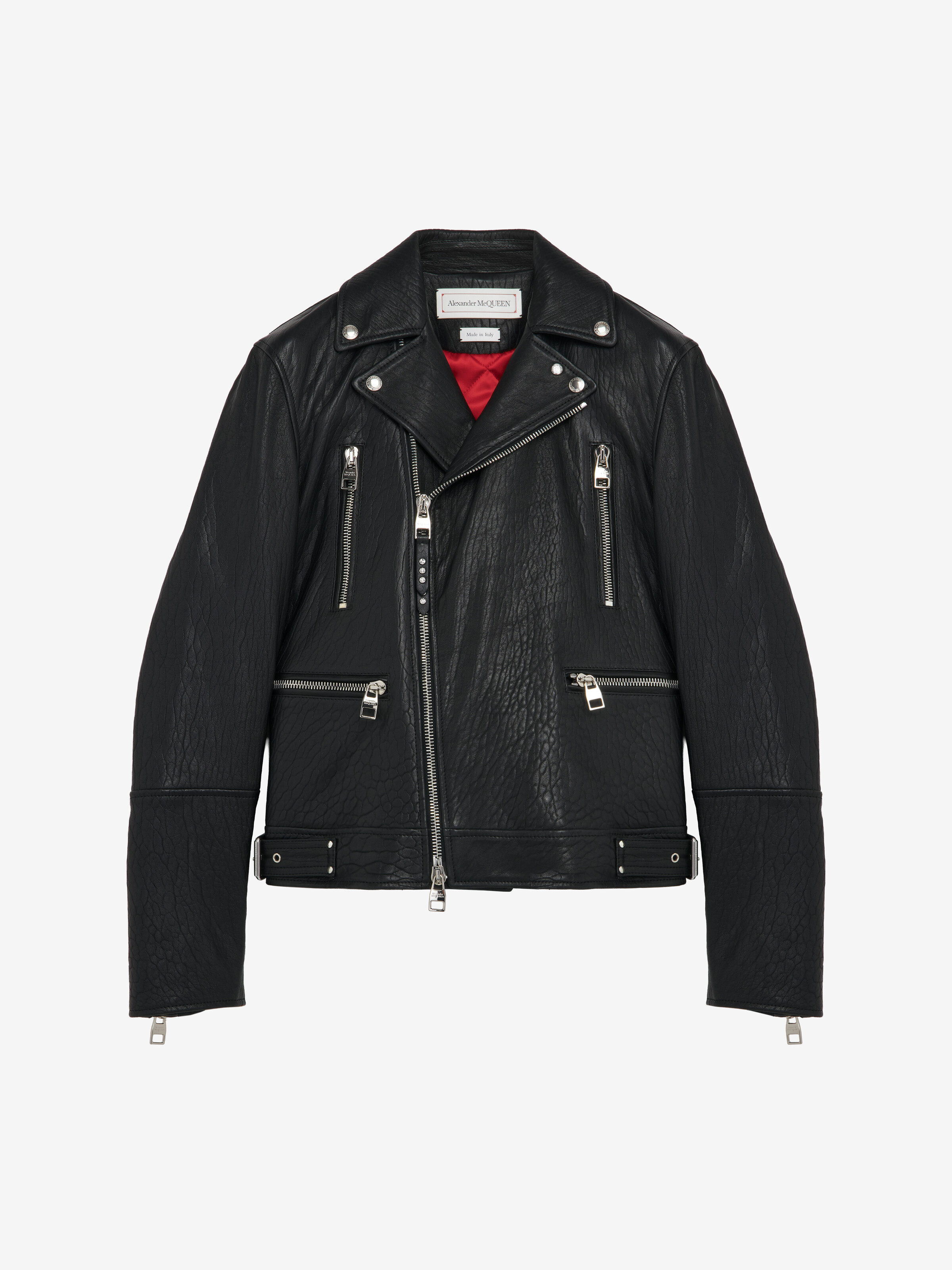 Men's McQueen Classic Leather Biker Jacket in Black | McQueen US