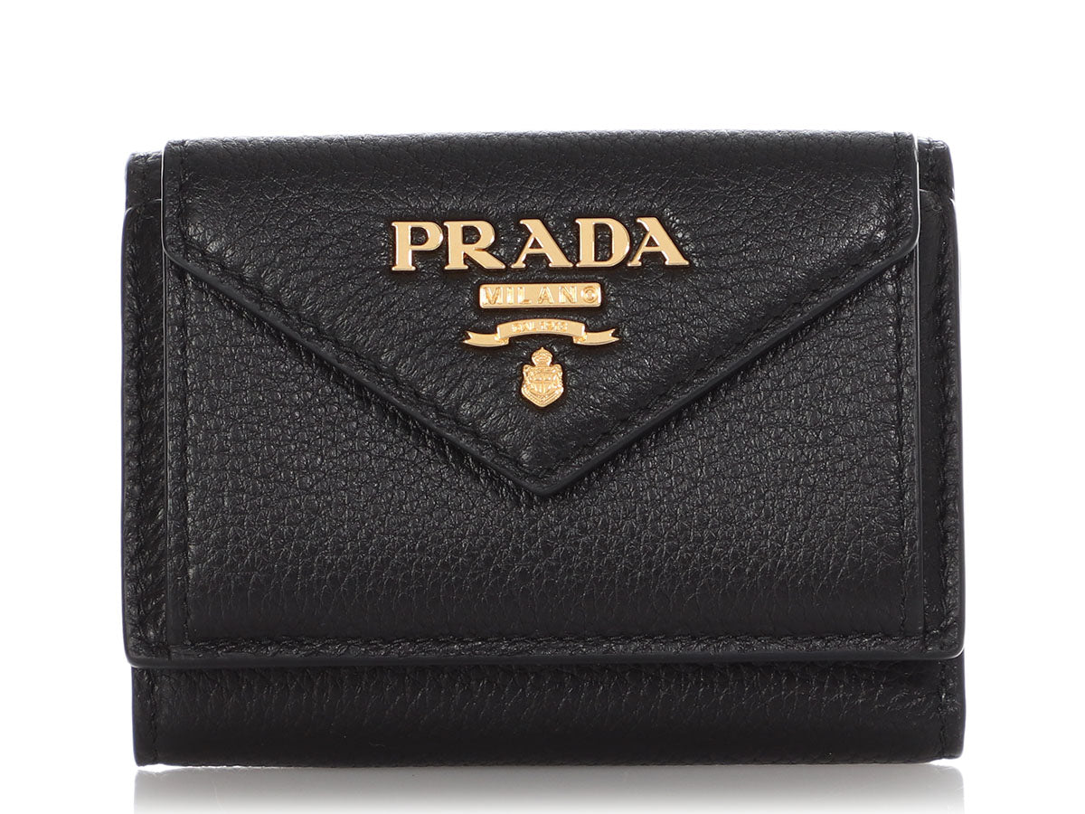 Prada Mini Black Vitello Leather Wallet - Ann's Fabulous Closeouts
