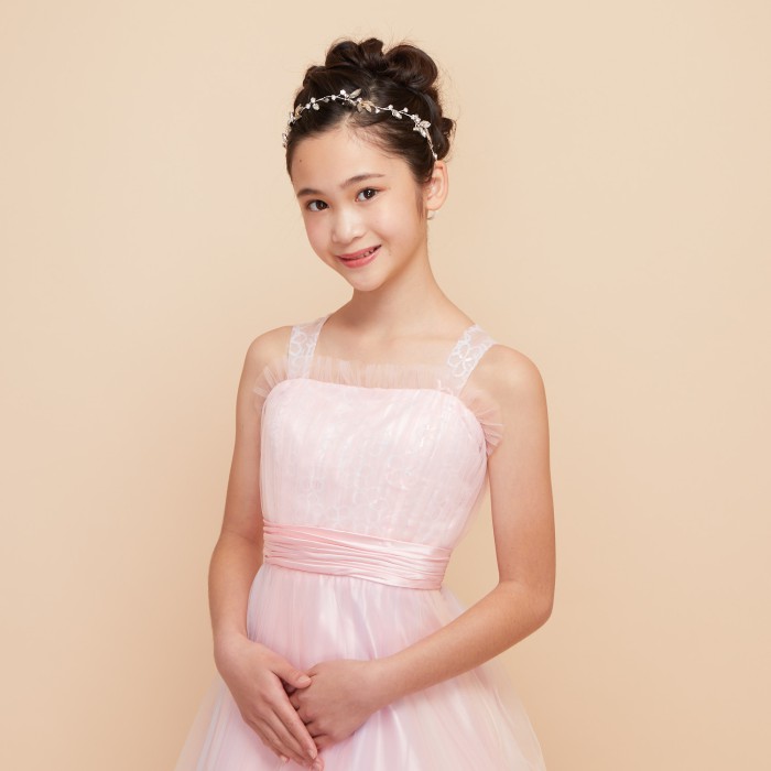 ドリーミーレインボーチュールピンクジュニアドレス＜130cm～150cm対応