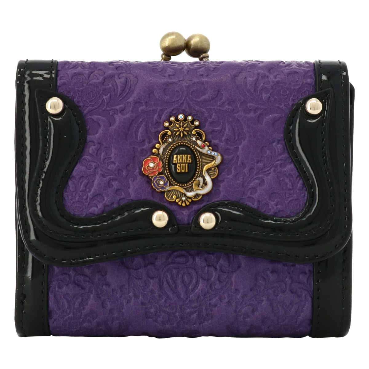 ANNA SUI アナスイ 二つ折り財布 がま口 本革 レディース セルパン