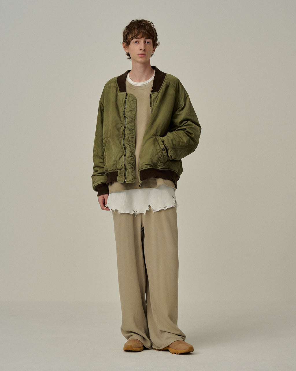 FADED BOMBER JACKET(KHAKI) – ANCELLM