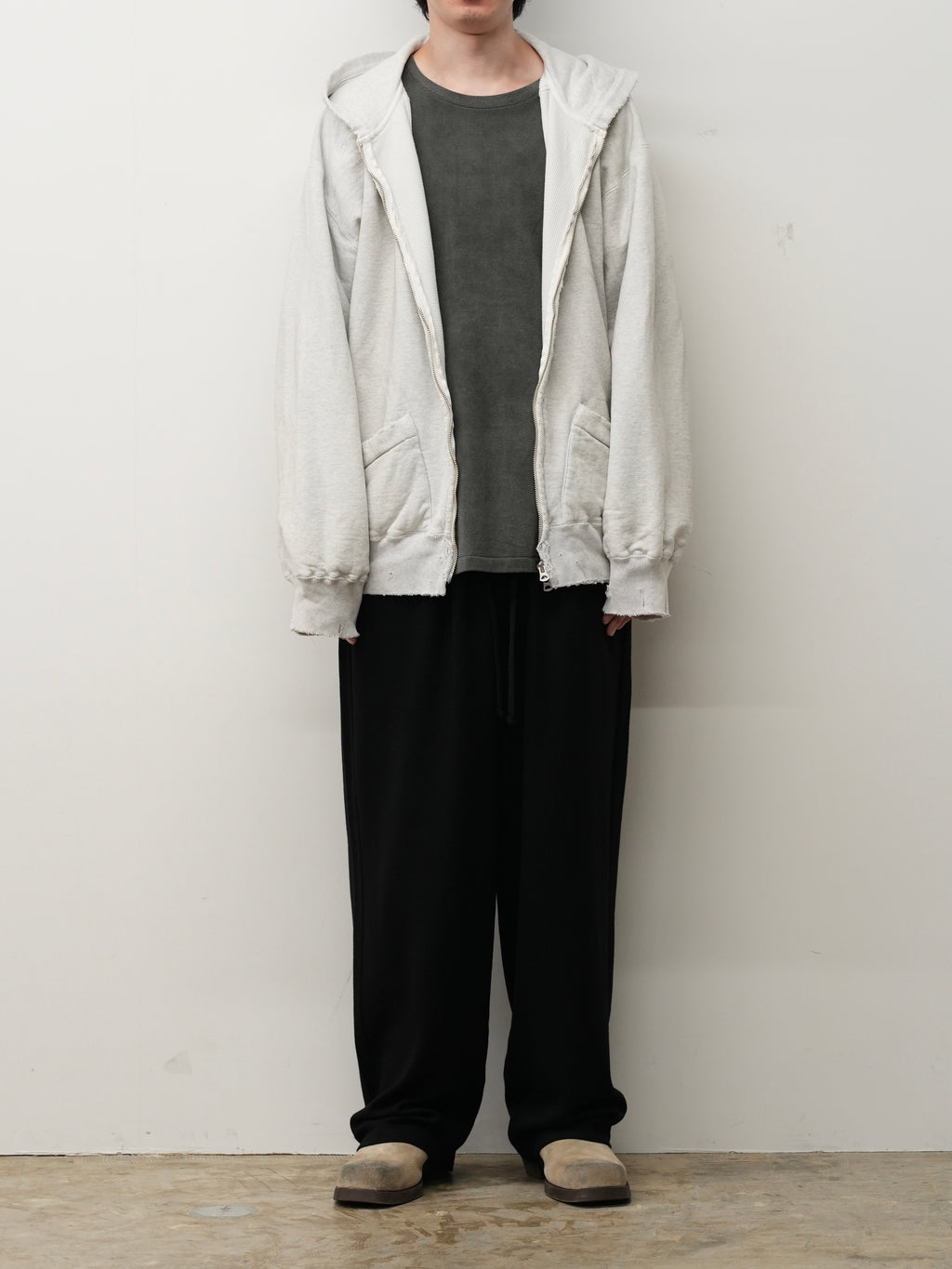 ZIP UP HOODIE(HEATHER WHITE) – ANCELLM