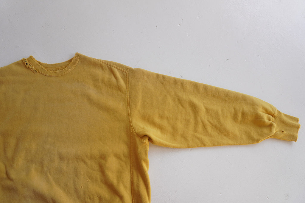 DYED DAMAGE SWEAT SHIRT(MUSTARD) – ANCELLM