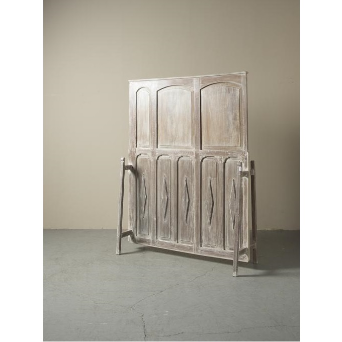 パーテーション アンティーク家具 おしゃれ 木製 アイボリー 彫り