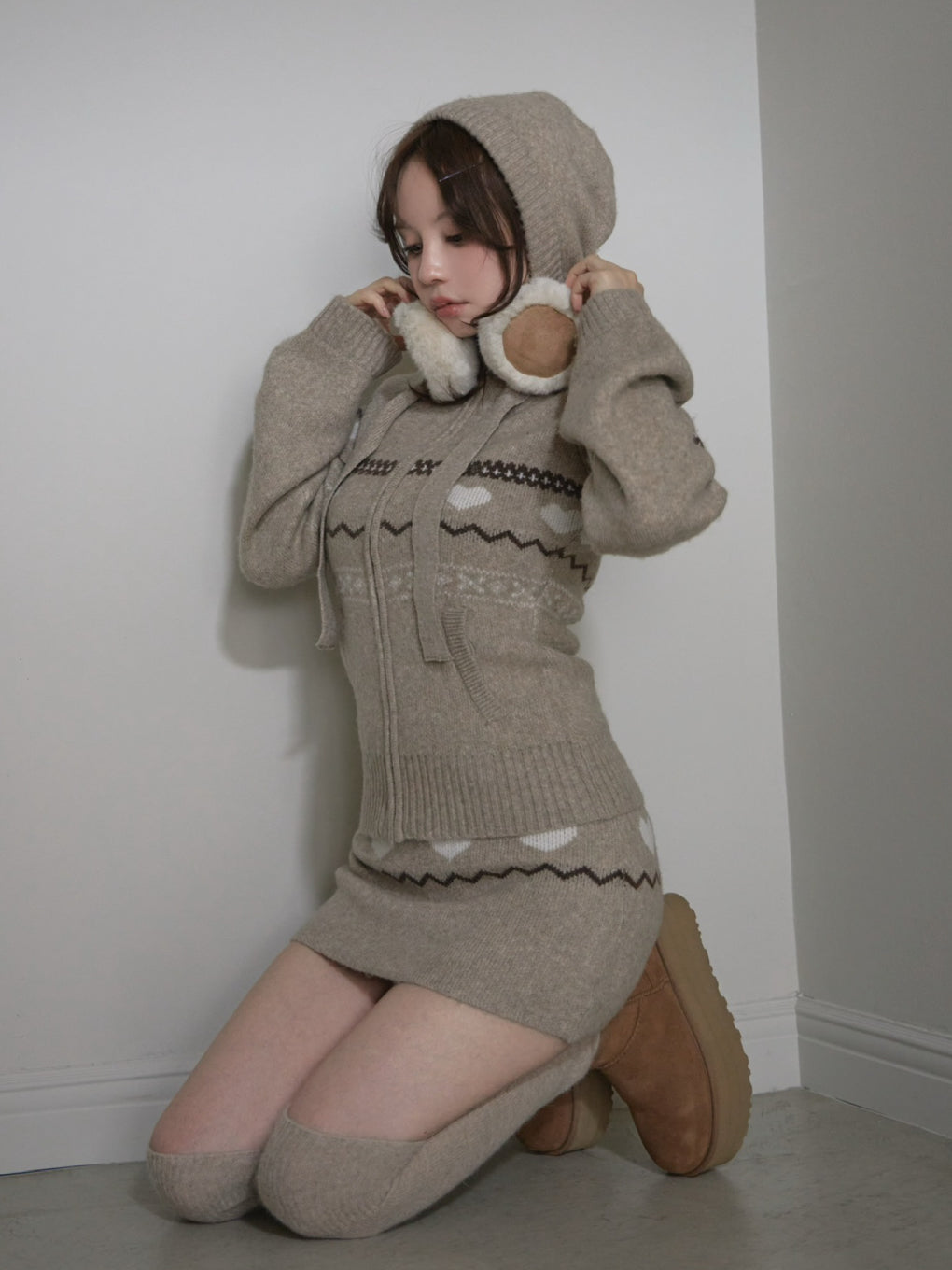 ANDMARY】Heart knit set up