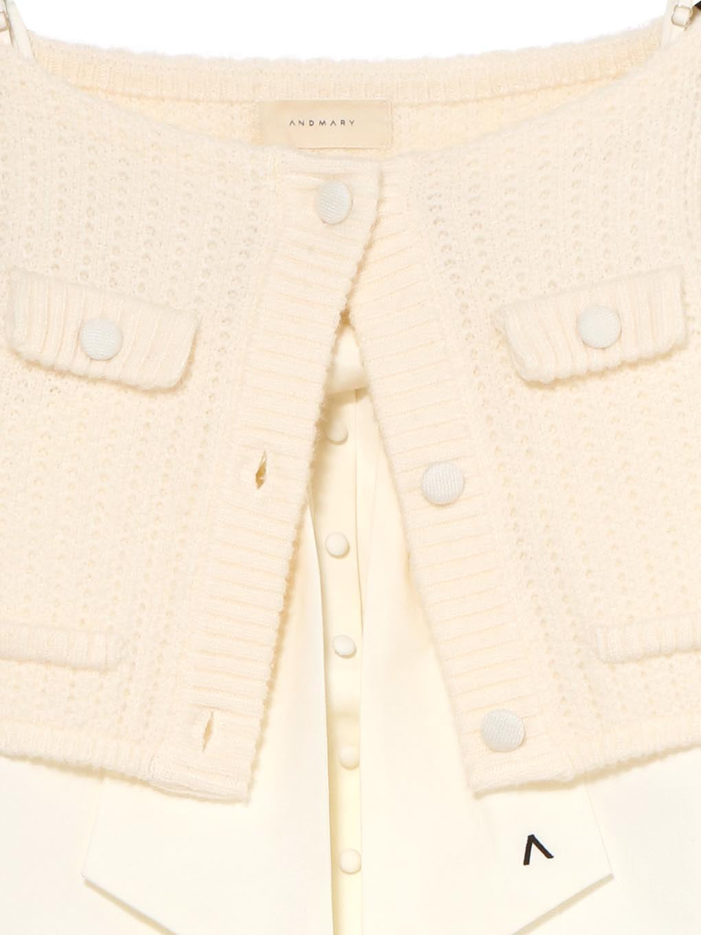 ANDMARY】Twiggy tweed ribbon set tops