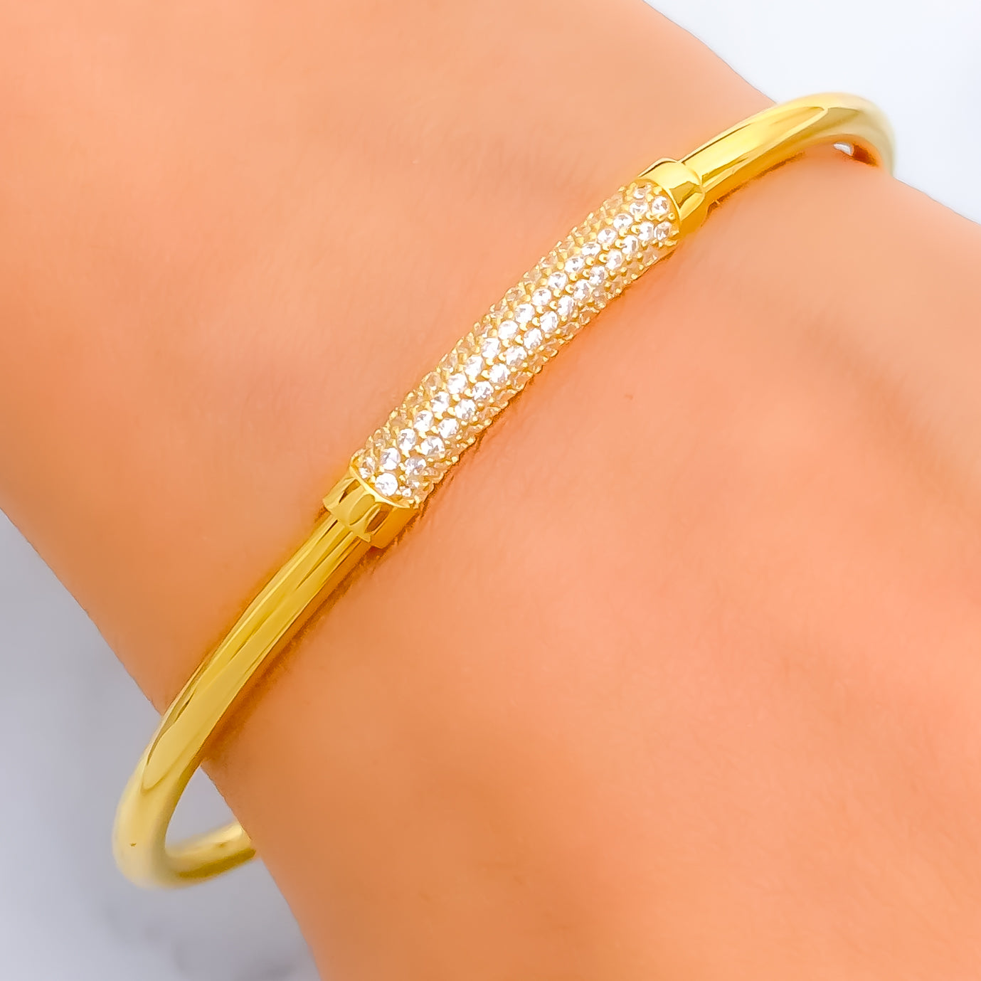 Artistic Impeccable 21k Gold Chic CZ Bangle Bracelet – Andaaz Jewelers