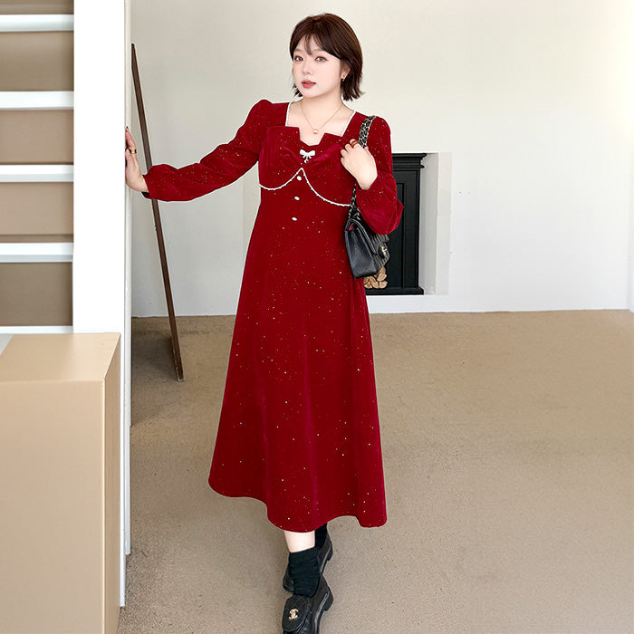 大きいサイズ レディース｜ミッドナイト・シュガーベルベットドレス