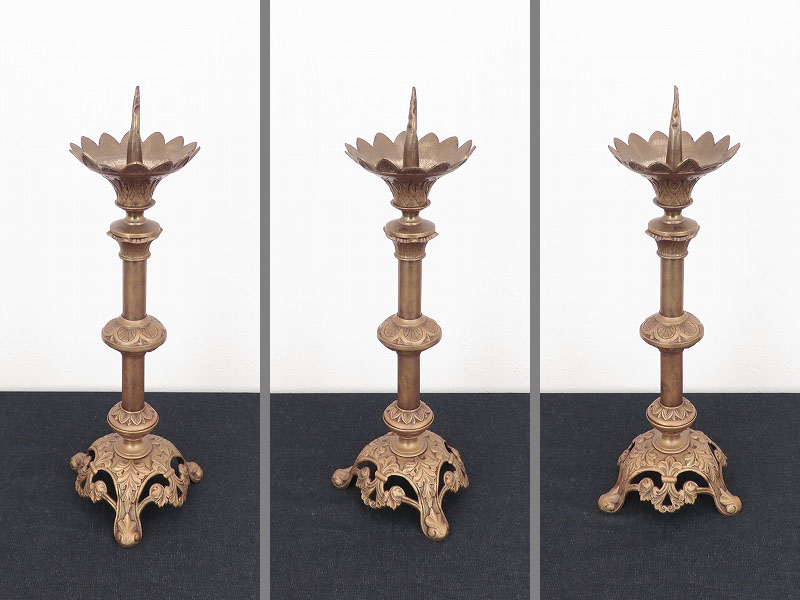 真鍮のキャンドルスタンド（ 燭台 ） フランスのアンティーク雑貨（4月