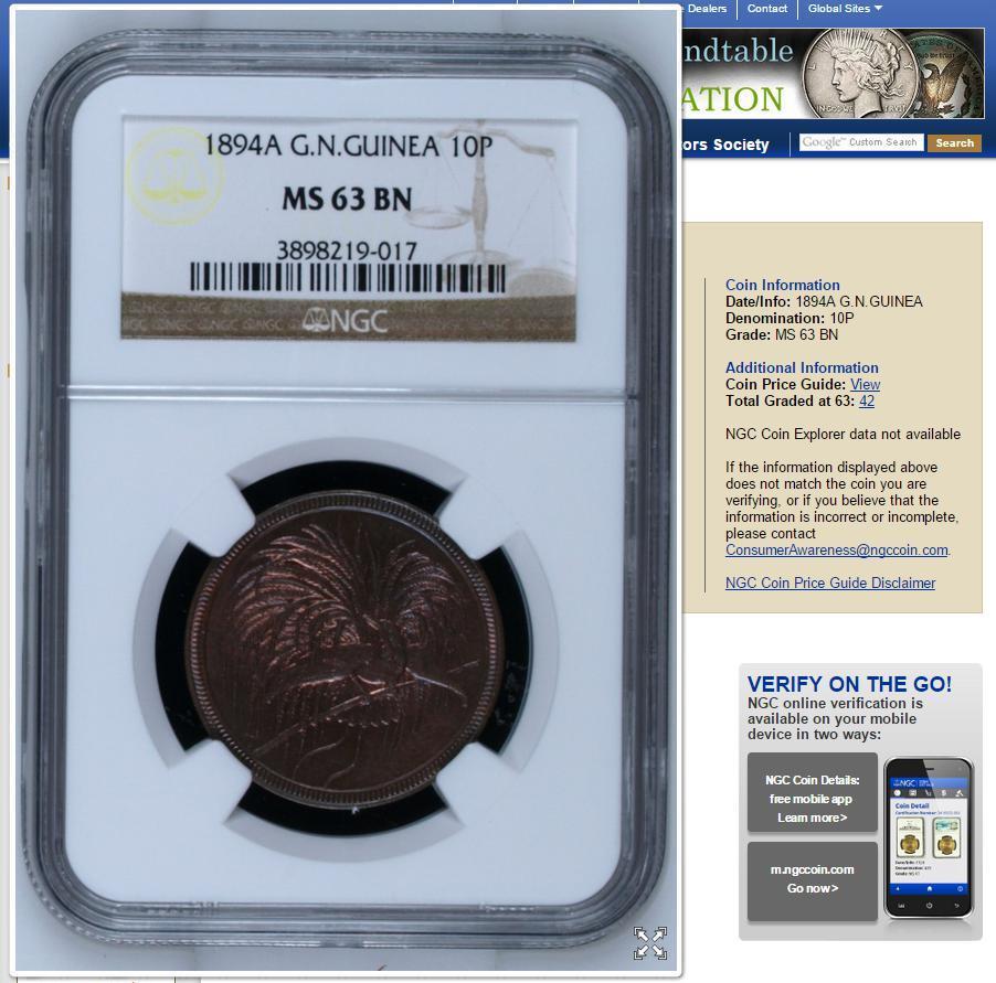 NGC鑑定済みコインの確認方法: アンティークコイン インフォメーション