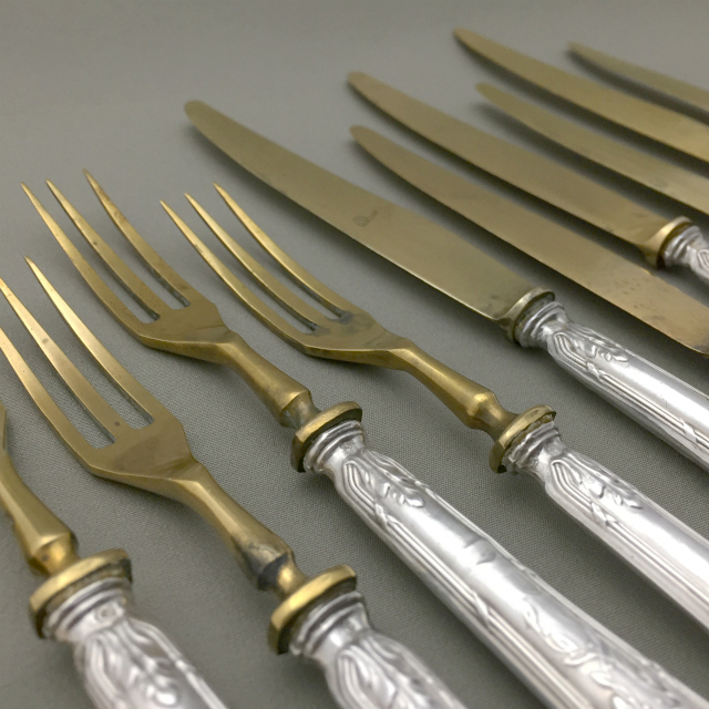 フランス「金彩 フォーク＆ナイフ 6セット」《アンティックかとう》
