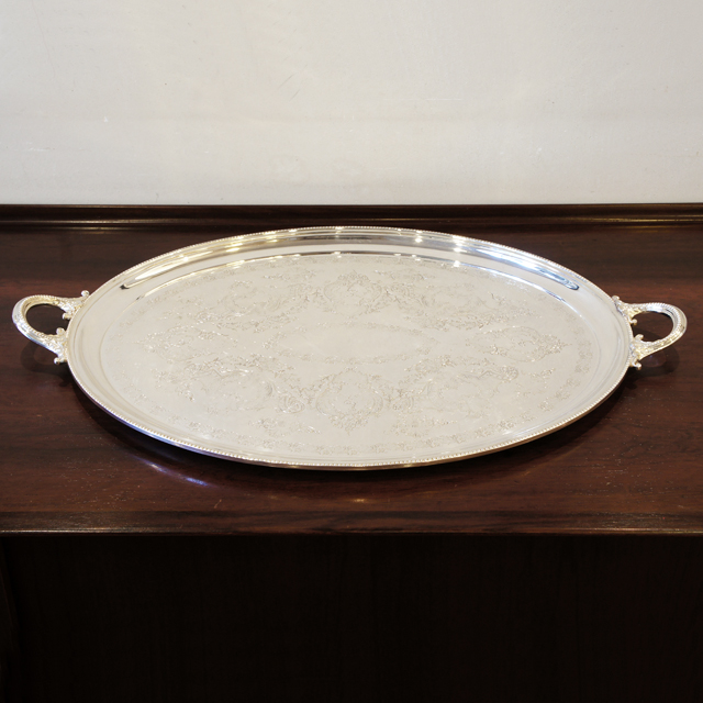 Poole】カクテルトレー / カードトレー 28cm【シルバープレート