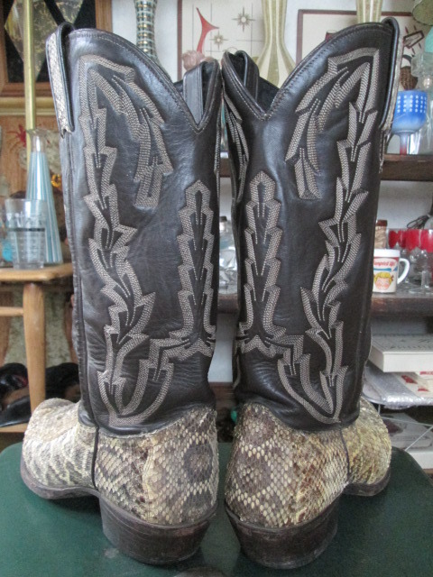 希少□本革蛇 ガラガラヘビ MADE IN USAウエスタンブーツ本物*パイソン