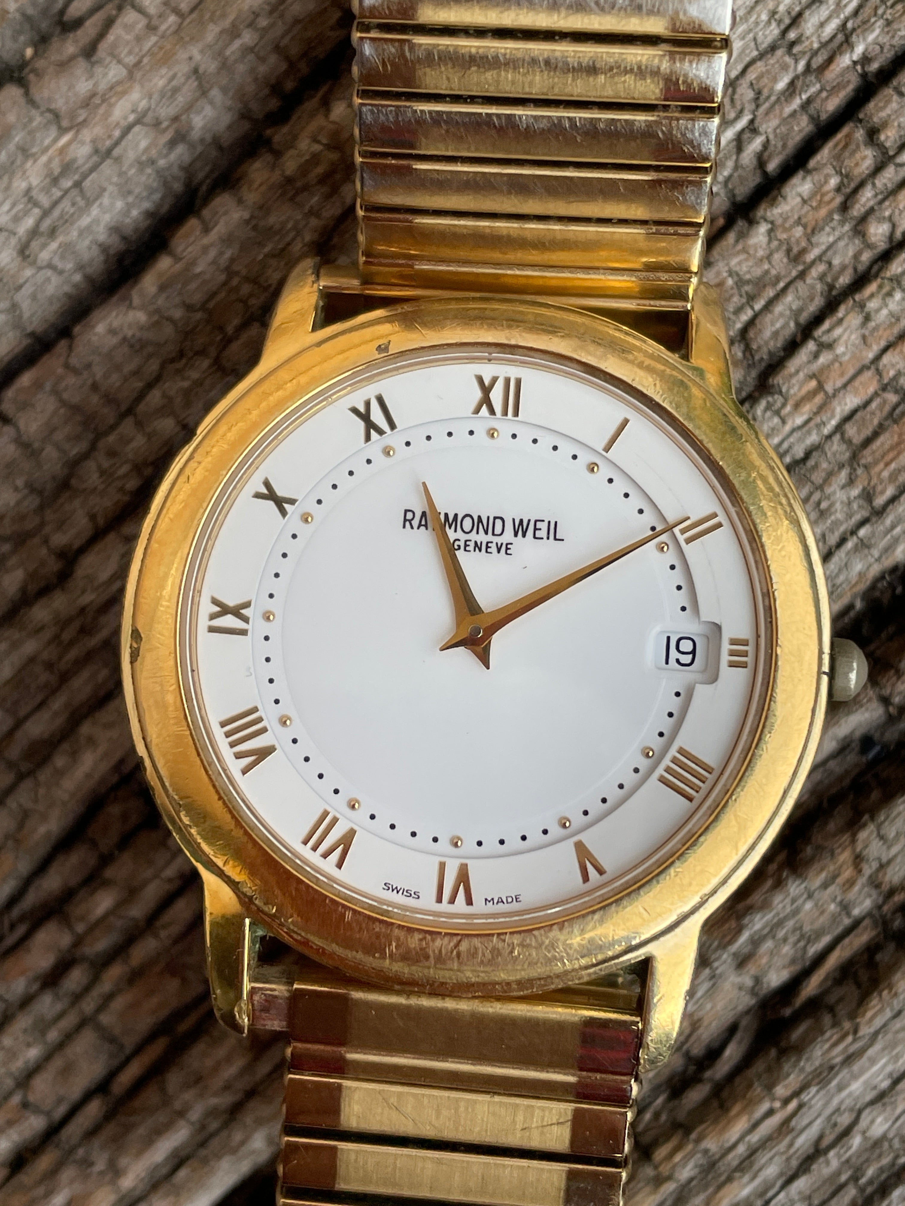 Vintage Raymond Weil Geneve 18k gold plated Unisex Swiss Seven