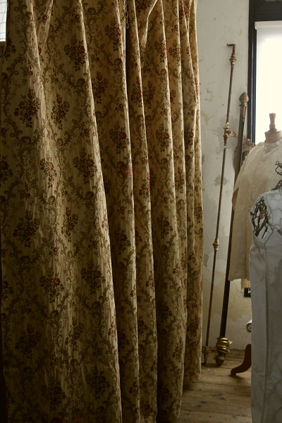 アンティークカーテン フランス ジャガード織り バラ 【Antiques