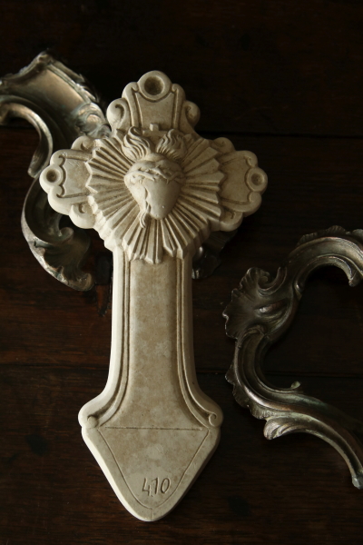 十字架の石膏型 聖水盤 ベニチエ フランス アンティークストリュフ