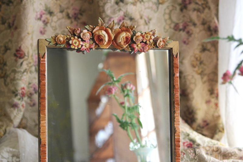 アンティークバーボラミラー 薔薇 三面鏡 イギリス アンティークス