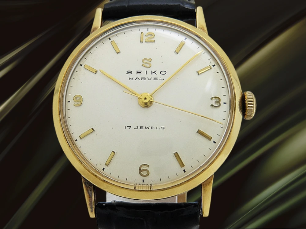 JA-3432| セイコー マーベル 重量27g K18 金無垢 14036 17石 蛇Sマーク