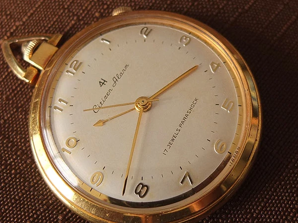 JA-3082| シチズン CITIZEN アラーム 懐中時計 17石 18K GP 共鳴蓋