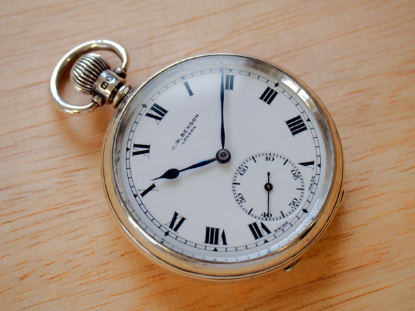 JWベンソン ロンドン 銀無垢 デニソンケース ポケットウォッチ 懐中