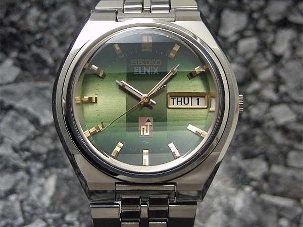 セイコー エルニクス グリーンダイヤル カットガラス 電磁テンプ式