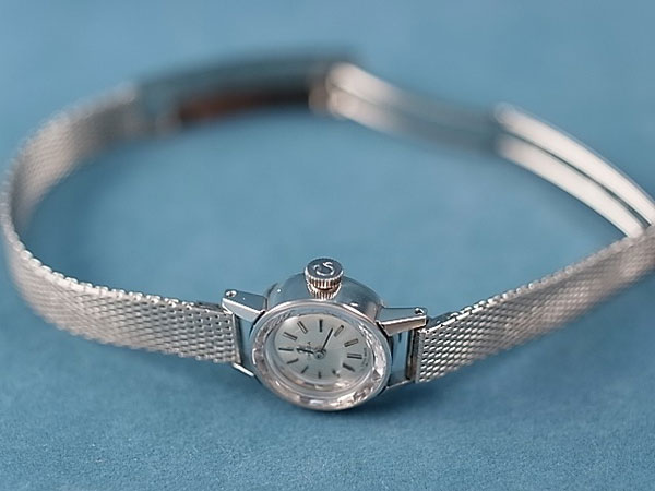 オメガ プラチナ950ケース ダイヤカットガラス レディース 手巻き