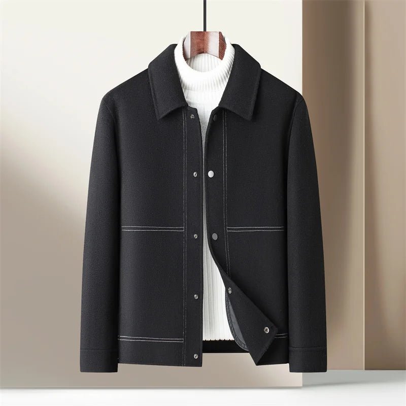 Modern wool jacket for men - minimal snap front shacket – Antonios