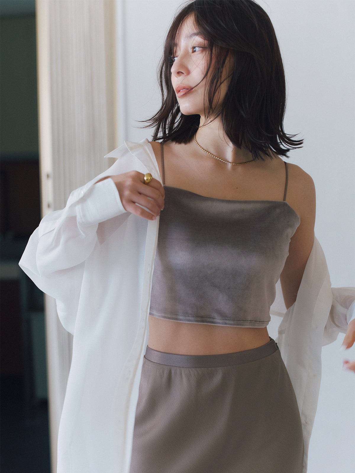 OUR WACOAL×anuans] Cup-in Velour Short Camisole