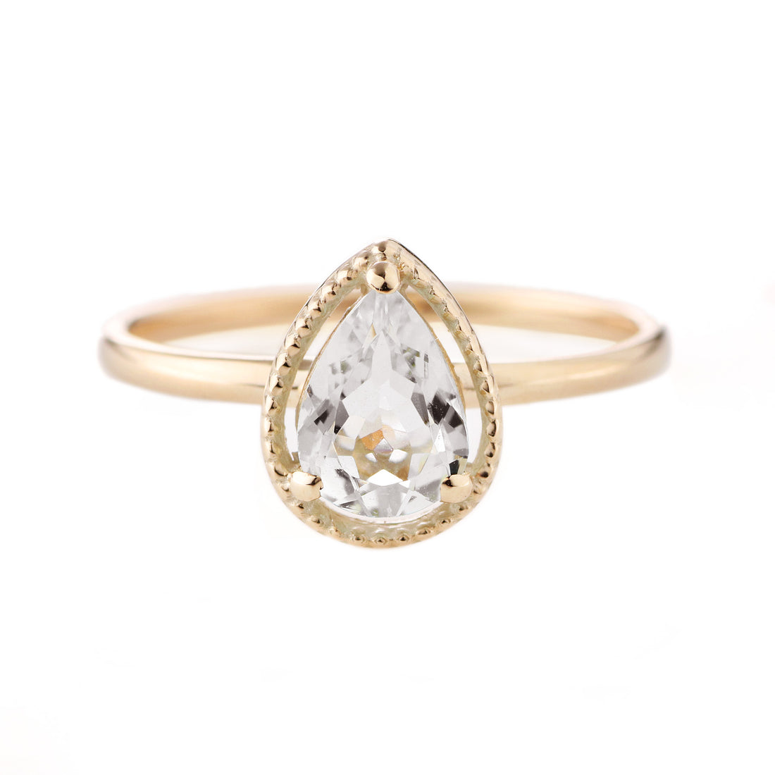 K10 ホワイトトパーズ ペアシェイプ ミル リング – anybelle