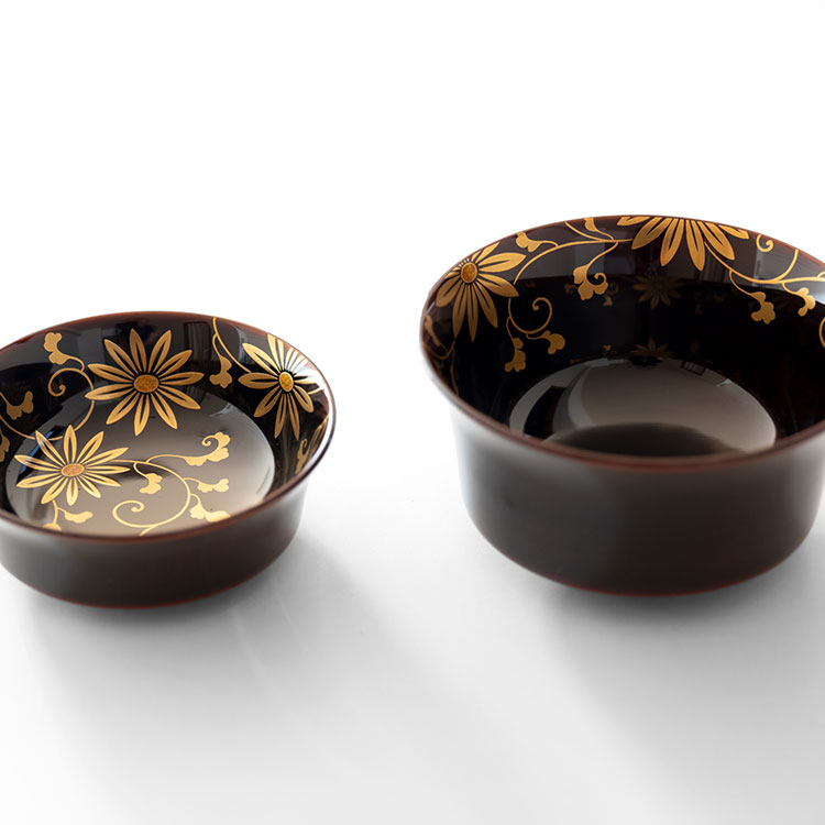 京漆器 四つ椀 溜 菊唐草 蒔絵 高級漆器 | 遊部工芸株式会社 | 京都の