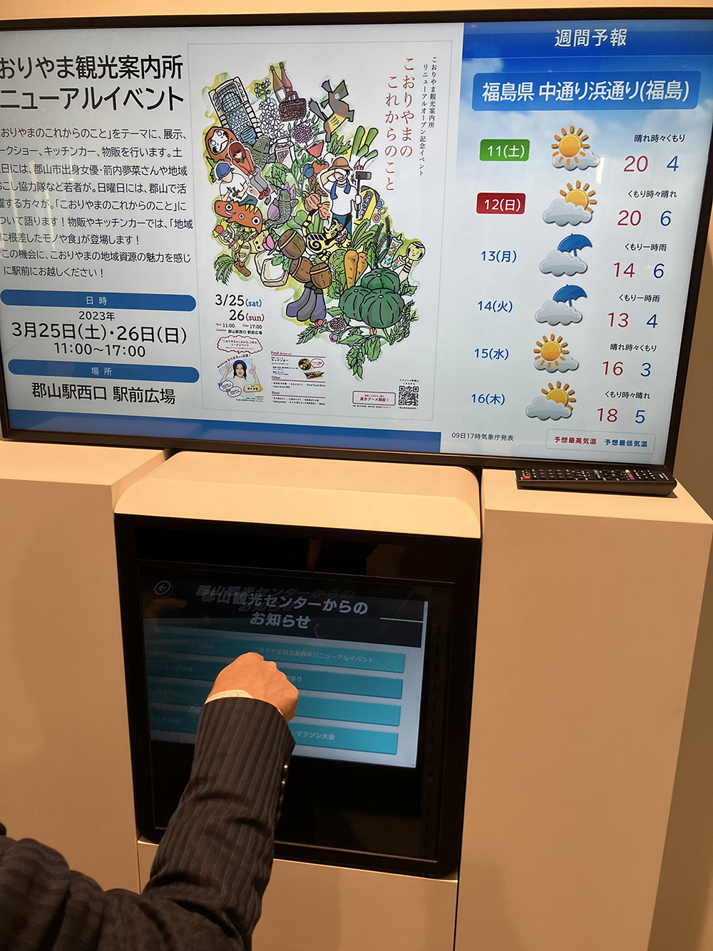 福島県郡山市 こおりやま観光案内所にてASKA3Dプレートを搭載した空中