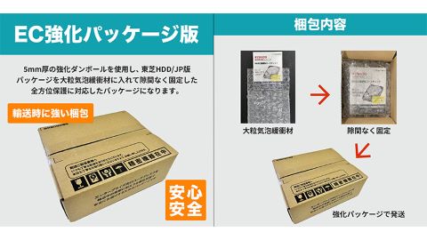 東芝製HDDの「EC強化パッケージ版」が登場、HDDの輸送事故を防止