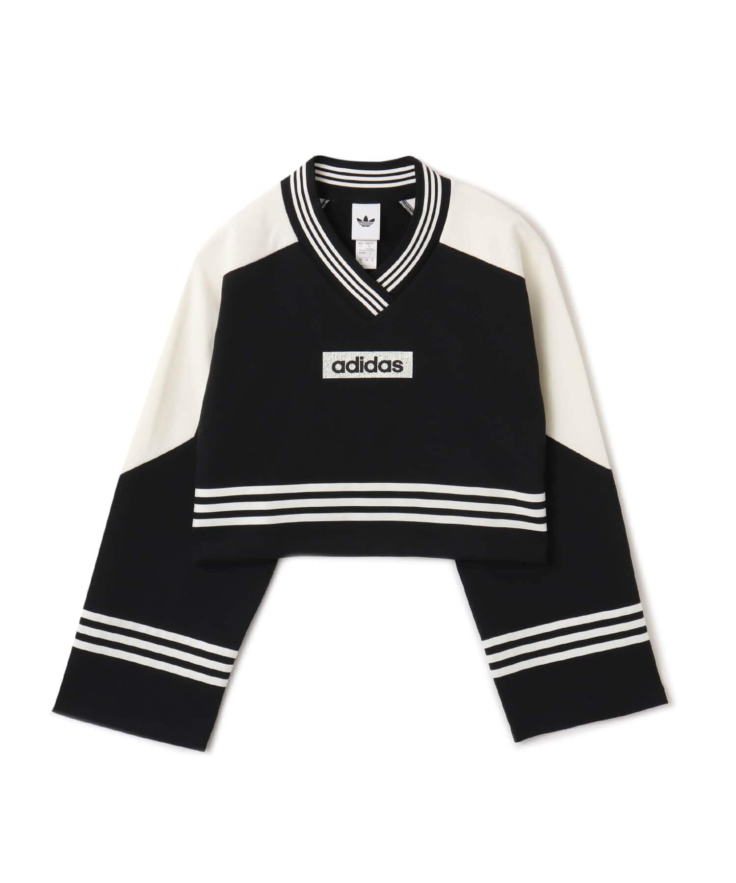 adidas BLOCKING CREWNECK SWEATSHIRT ブラック/オフホワイト