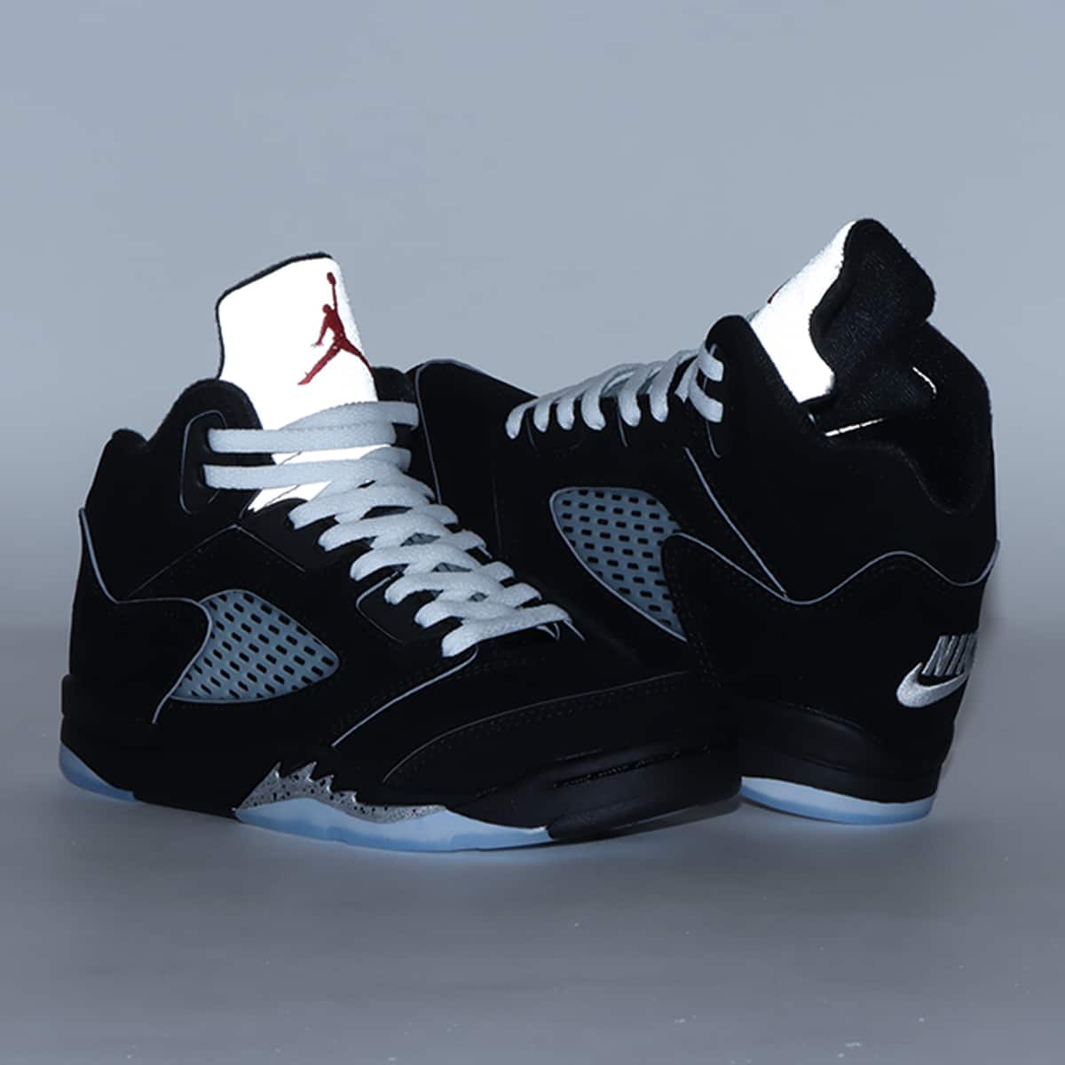 JORDAN BRAND JORDAN 5 RETRO OG (PS) BLACK/WHITE-METALLIC SILVER