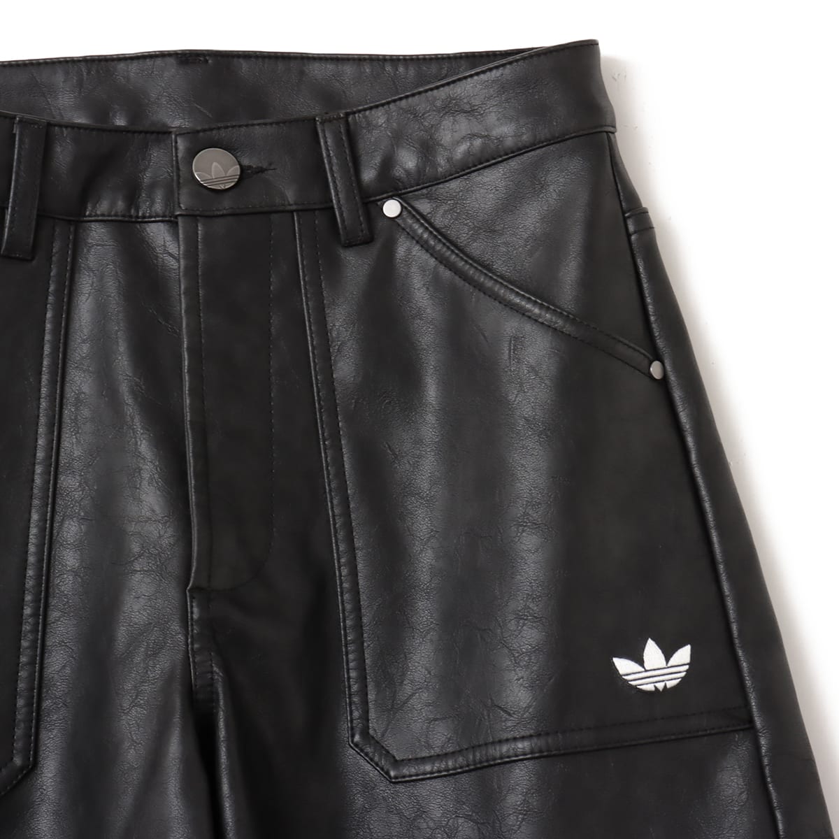 adidas FAUX LEATHER PANTS ブラック（アディダス ファウ レザー