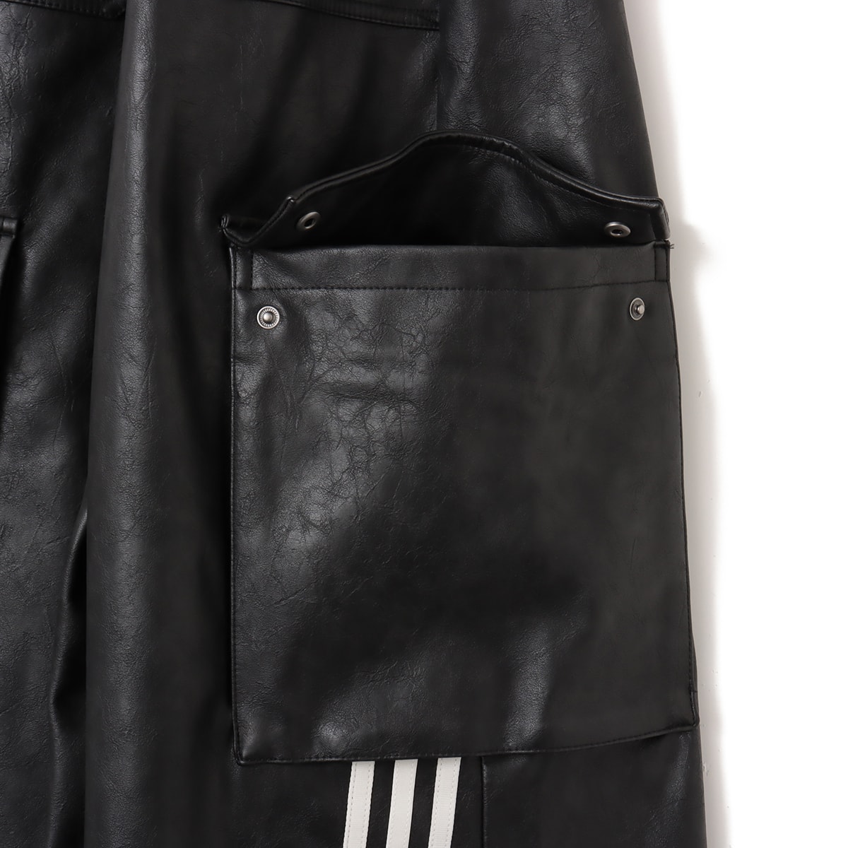 adidas FAUX LEATHER PANTS ブラック（アディダス ファウ レザー