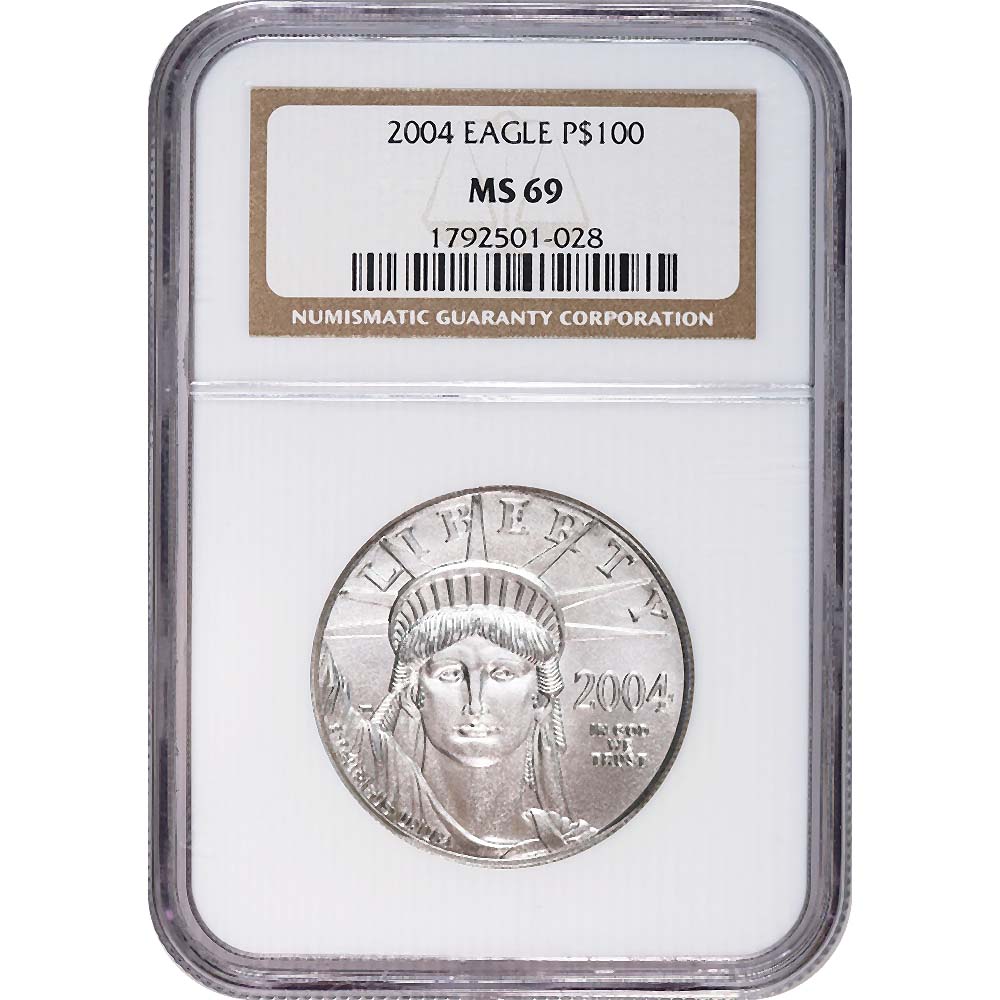 Certified Platinum American Eagle 2004 One Ounce MS69 NGC - Golden