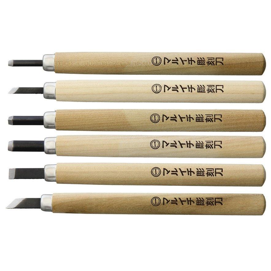 Yoshiharu KL-6 Maruichi Japanese wood carving knives, set of 6 in