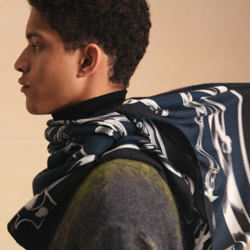 Hermès metallique scarf 100 - Blue | Hermès Mainland China